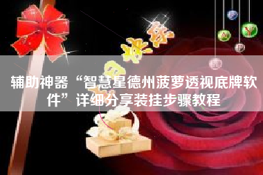 辅助神器“智慧星德州菠萝透视底牌软件”详细分享装挂步骤教程