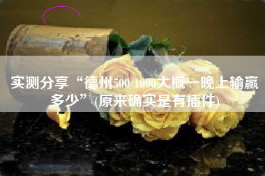 实测分享“德州500/1000大概一晚上输赢多少”(原来确实是有插件)