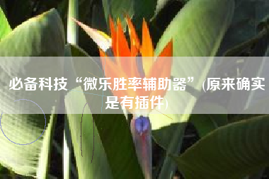 必备科技“微乐胜率辅助器	”(原来确实是有插件)