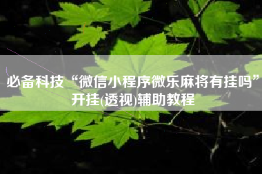 必备科技“微信小程序微乐麻将有挂吗”开挂(透视)辅助教程