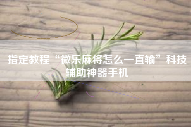 指定教程“微乐麻将怎么一直输”科技辅助神器手机