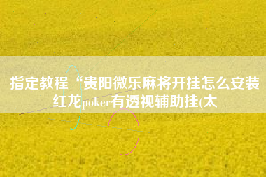 指定教程“贵阳微乐麻将开挂怎么安装红龙poker有透视辅助挂(太