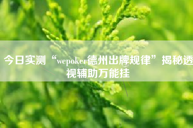今日实测“wepoker德州出牌规律”揭秘透视辅助万能挂