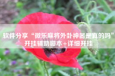 软件分享“微乐麻将外卦神器是真的吗	”开挂辅助脚本+详细开挂