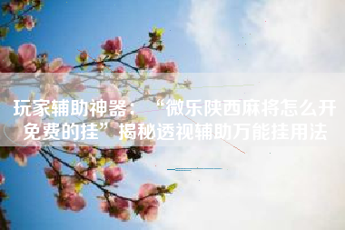 玩家辅助神器：“微乐陕西麻将怎么开免费的挂”揭秘透视辅助万能挂用法