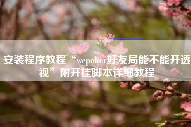 安装程序教程“wepoker好友局能不能开透视	”附开挂脚本详细教程