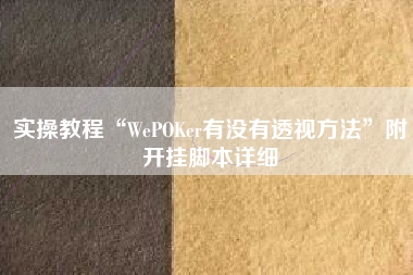 实操教程“WePOKer有没有透视方法”附开挂脚本详细