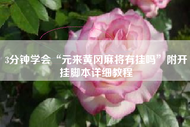 3分钟学会“元来黄冈麻将有挂吗	”附开挂脚本详细教程