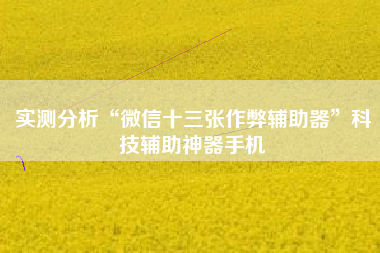实测分析“微信十三张作弊辅助器”科技辅助神器手机