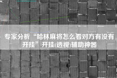专家分析“哈林麻将怎么看对方有没有开挂	”开挂(透视)辅助神器