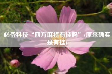 必备科技“四方麻将有挂吗	”(原来确实是有挂)