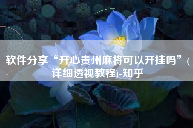 软件分享“开心贵州麻将可以开挂吗”(详细透视教程)-知乎