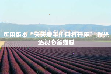 可用版本“天天爱手机麻将开挂”(曝光透视必备猫腻