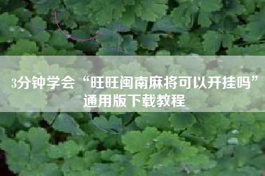 3分钟学会“旺旺闽南麻将可以开挂吗”通用版下载教程