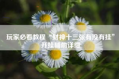 玩家必看教程“财神十三张有没有挂	”开挂辅助详细