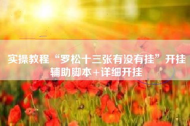 实操教程“罗松十三张有没有挂”开挂辅助脚本+详细开挂