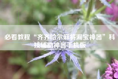必看教程“齐齐哈尔麻将漏宝神器”科技辅助神器手机版