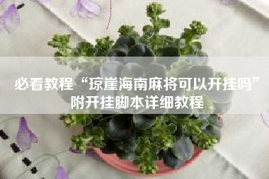 必看教程“琼崖海南麻将可以开挂吗	”附开挂脚本详细教程