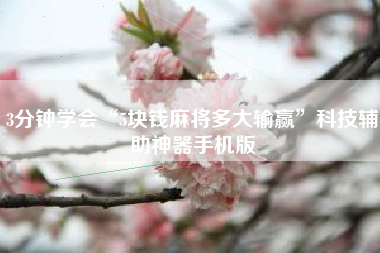 3分钟学会“5块钱麻将多大输赢”科技辅助神器手机版