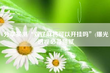 分享实测“双辽麻将可以开挂吗”(曝光透视必备猫腻