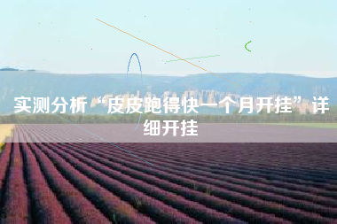 实测分析“皮皮跑得快一个月开挂”详细开挂