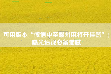 可用版本“微信中至赣州麻将开挂器”(曝光透视必备猫腻