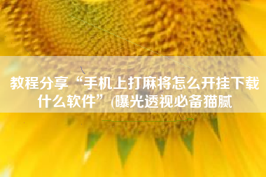 教程分享“手机上打麻将怎么开挂下载什么软件”(曝光透视必备猫腻