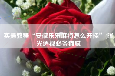 实操教程“安徽乐乐麻将怎么开挂”(曝光透视必备猫腻