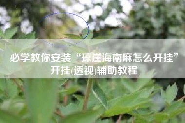 必学教你安装“琼崖海南麻怎么开挂”开挂(透视)辅助教程