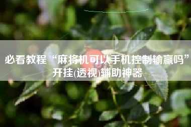 必看教程“麻将机可以手机控制输赢吗”开挂(透视)辅助神器