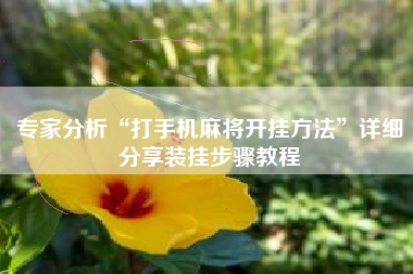 专家分析“打手机麻将开挂方法	”详细分享装挂步骤教程