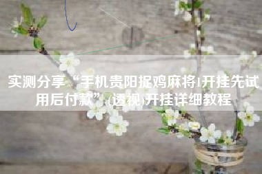 实测分享“手机贵阳捉鸡麻将1开挂先试用后付款”(透视)开挂详细教程