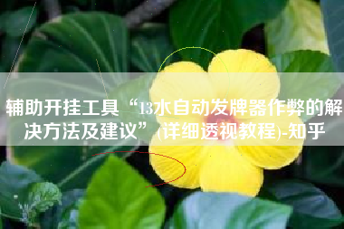 辅助开挂工具“13水自动发牌器作弊的解决方法及建议”(详细透视教程)-知乎