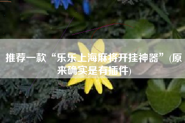 推荐一款“乐乐上海麻将开挂神器	”(原来确实是有插件)