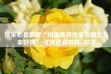 玩家必看教程“闲逸跑得快亲友圈怎么拿好牌”(详细透视教程)-知乎