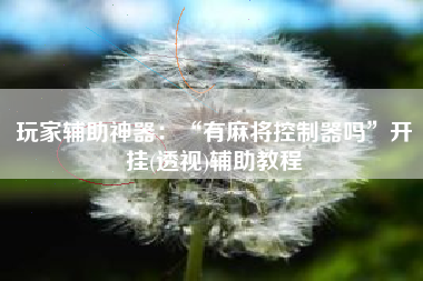 玩家辅助神器：“有麻将控制器吗	”开挂(透视)辅助教程