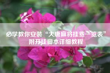 必学教你安装“大唐麻将挂费一览表	”附开挂脚本详细教程