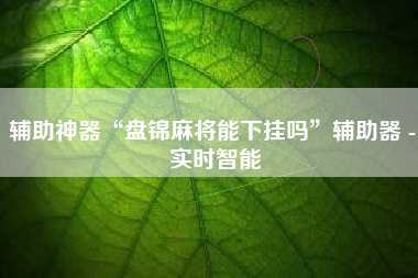 辅助神器“盘锦麻将能下挂吗”辅助器 - 实时智能