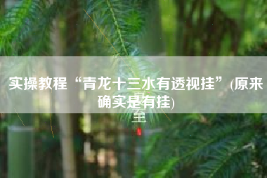实操教程“青龙十三水有透视挂”(原来确实是有挂)