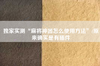 独家实测“麻将神器怎么使用方法	”(原来确实是有插件