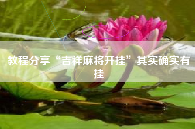 教程分享“吉祥麻将开挂	”其实确实有挂