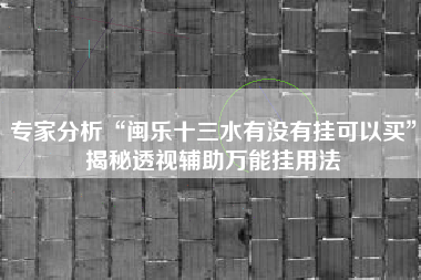 专家分析“闽乐十三水有没有挂可以买	”揭秘透视辅助万能挂用法