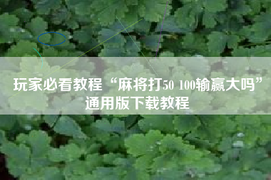 玩家必看教程“麻将打50 100输赢大吗”通用版下载教程
