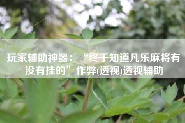 玩家辅助神器：“终于知道凡乐麻将有没有挂的	”作弊(透视)透视辅助