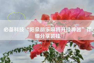必备科技“阳泉胡乐麻将开挂神器	”详细分享装挂