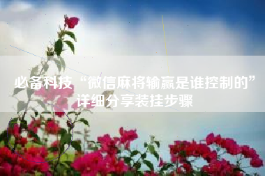 必备科技“微信麻将输赢是谁控制的”详细分享装挂步骤