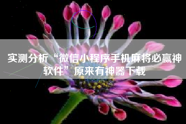 实测分析“微信小程序手机麻将必赢神软件”原来有神器下载