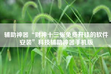 辅助神器“财神十三张免费开挂的软件安装	”科技辅助神器手机版