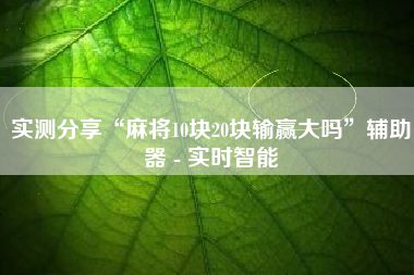 实测分享“麻将10块20块输赢大吗	”辅助器 - 实时智能