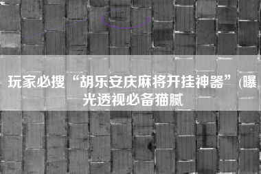 玩家必搜“胡乐安庆麻将开挂神器”(曝光透视必备猫腻